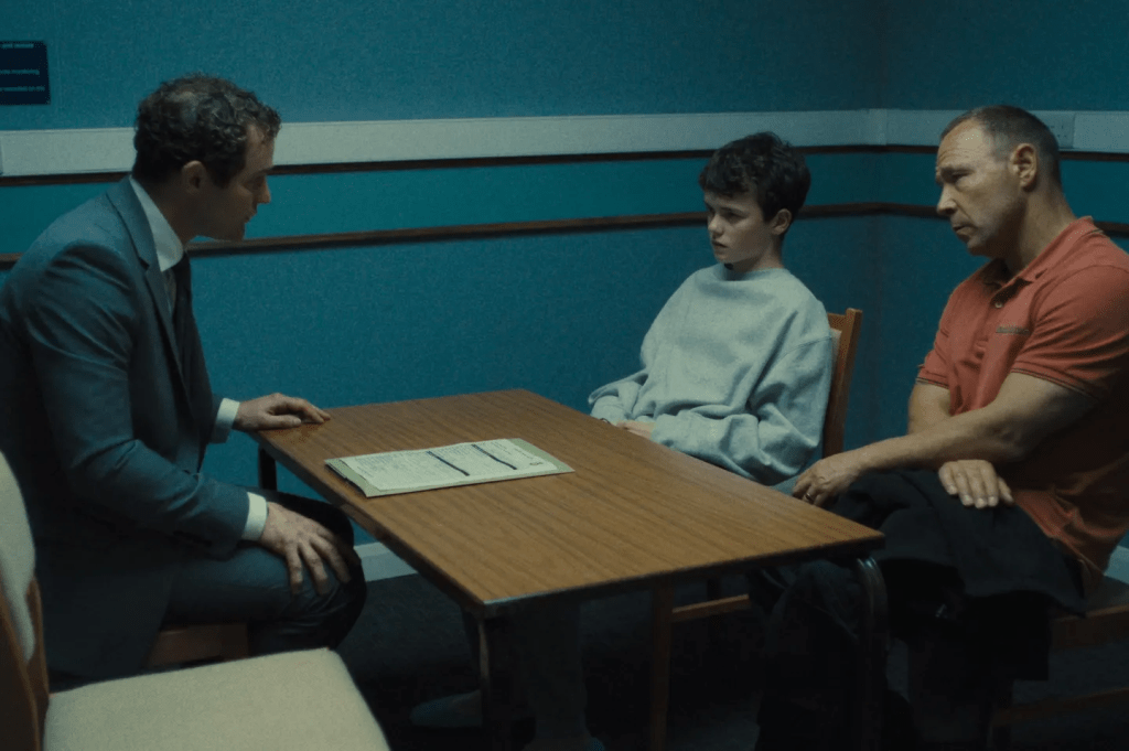 Adolescence. (L to R) Mark Stanley as Paulie Miller, Owen Cooper as Jamie Miller, Stephen Graham as Eddie Miller in Adolescence.Courtesy of Netflix